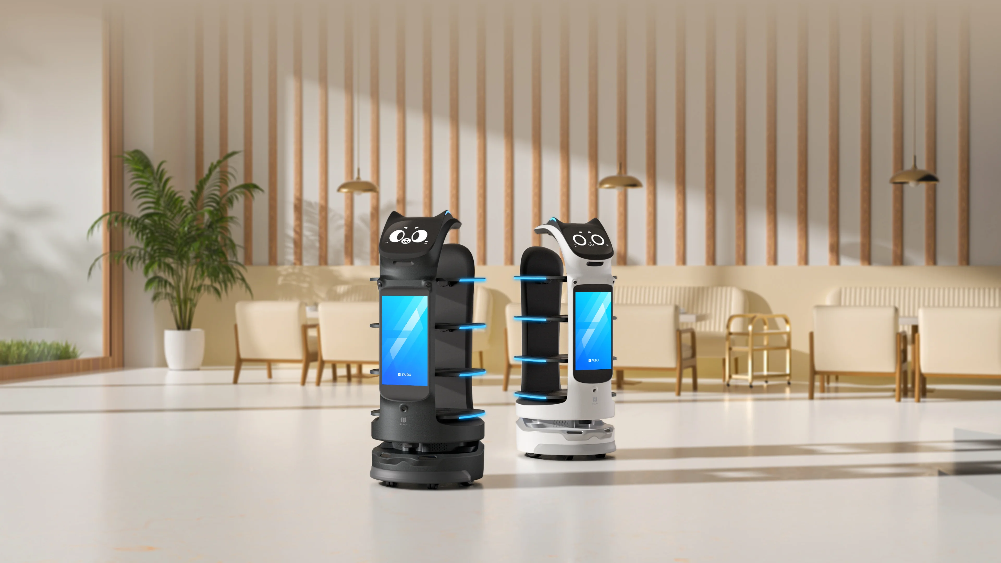 BellaBot Pro im schwarzen und weißen Design