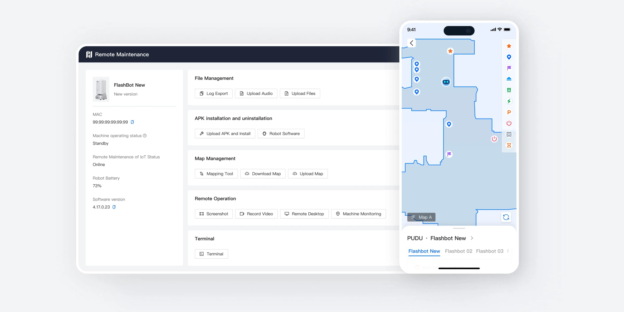 FlashBot Max: PUDU Managementplattform