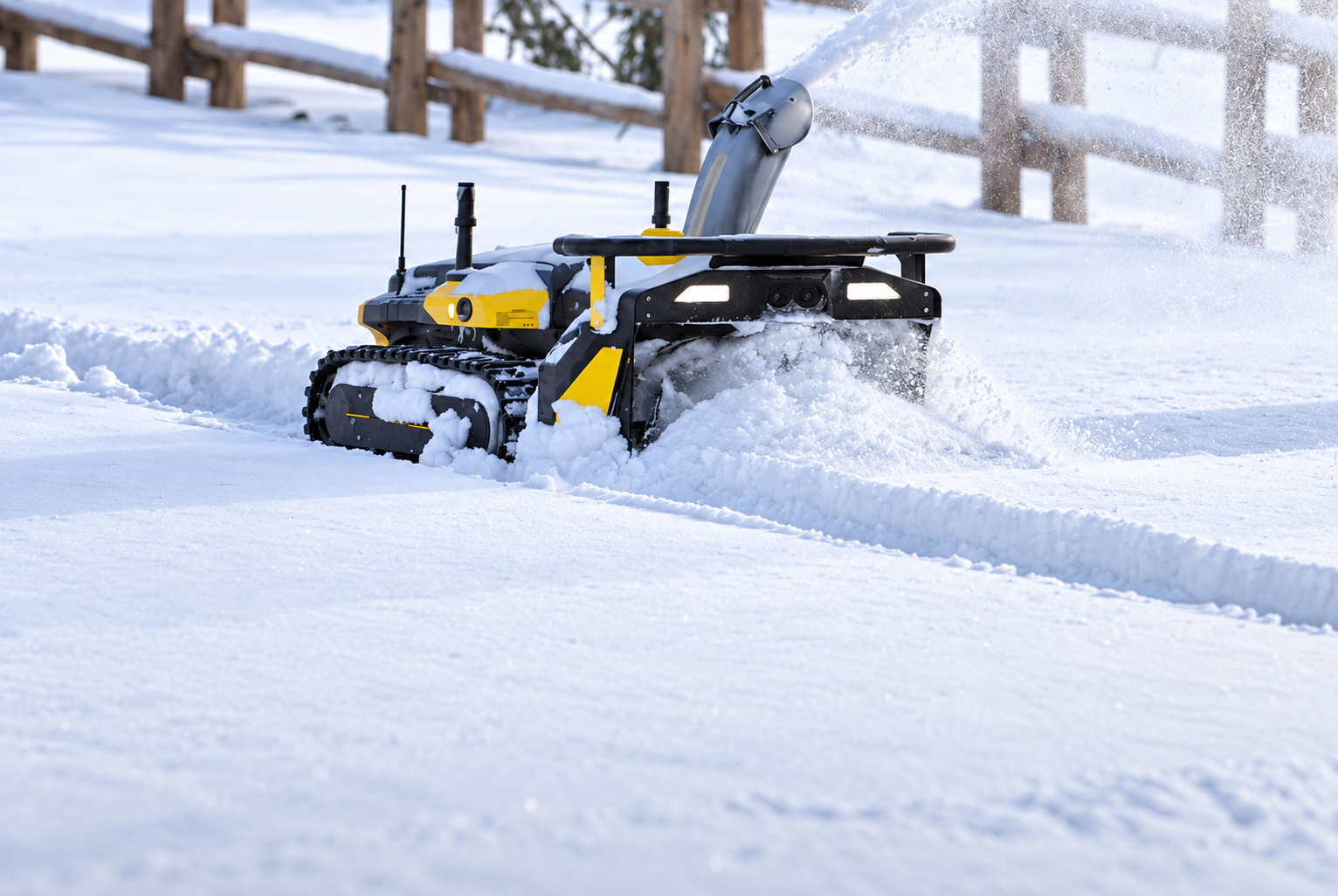 Yarbo Y-Serie: Yarbo mit Schneefräsenmodul im Schnee